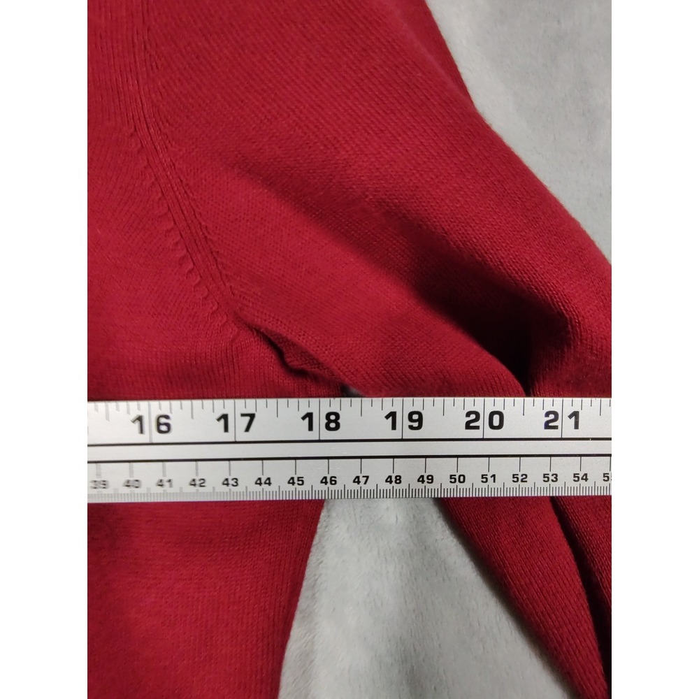 Talbots Red Argyle V-Neck Cotton Blend Metallic Knit Sweater Womens Small 3610 - Picture 4 of 7